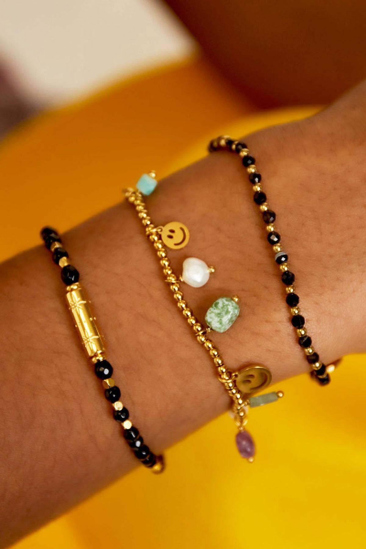 Bracelet perles colorées Noir agate h5 Image2